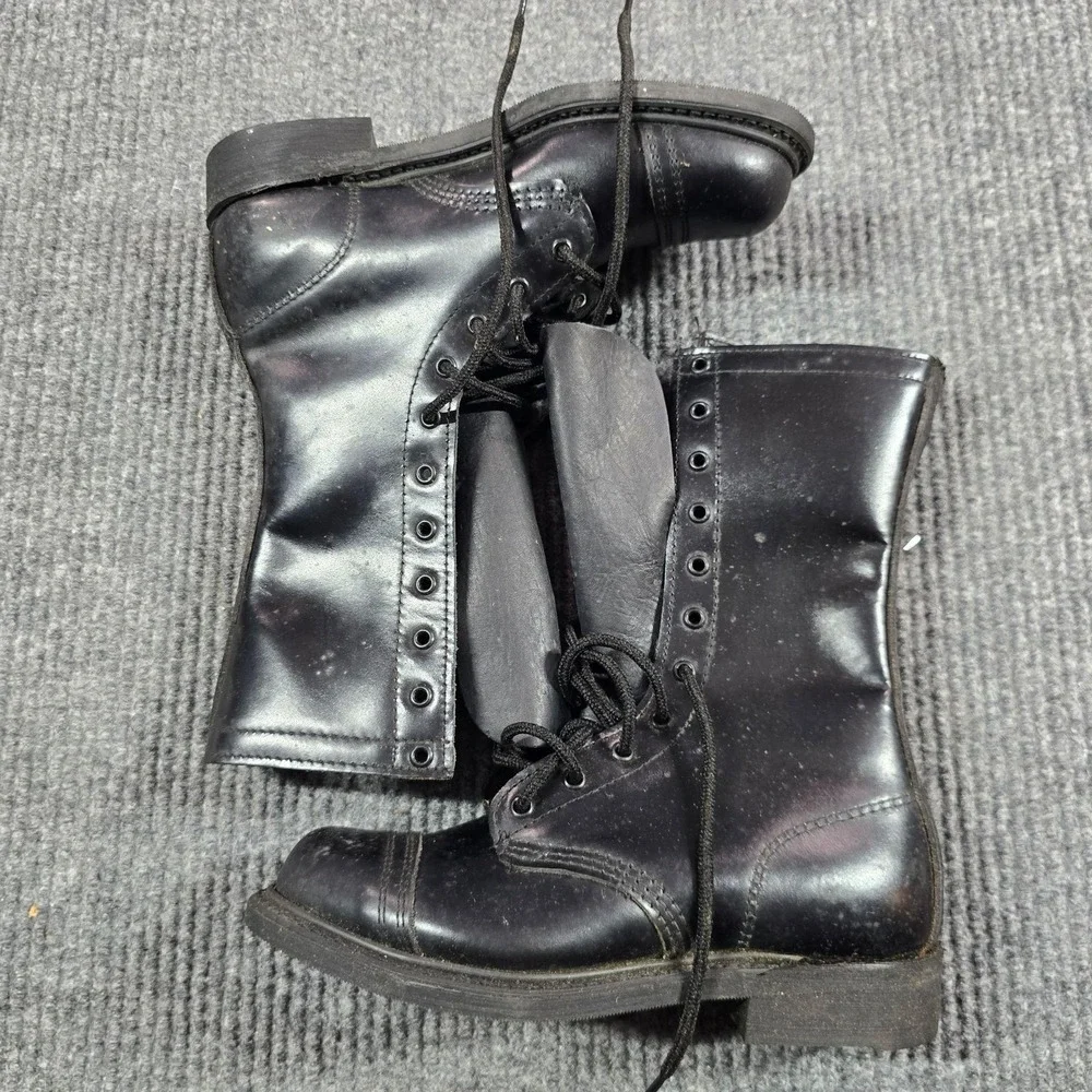 Carolina Boots Mens Size 3.5 D Black Leather Para-Trooper Jump Combat Cap Toe